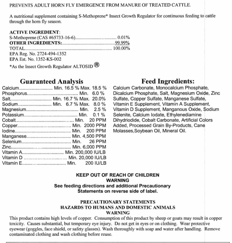 Nutritional supplement containing insect growth regulator