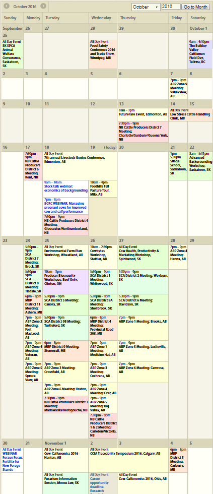 events calendar