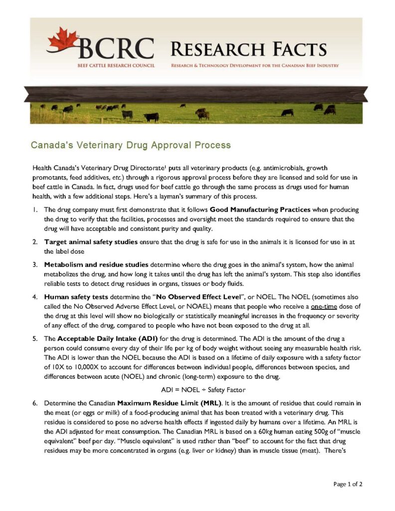 Canada's Veterinary Drug Approval Process good manufacturing practices