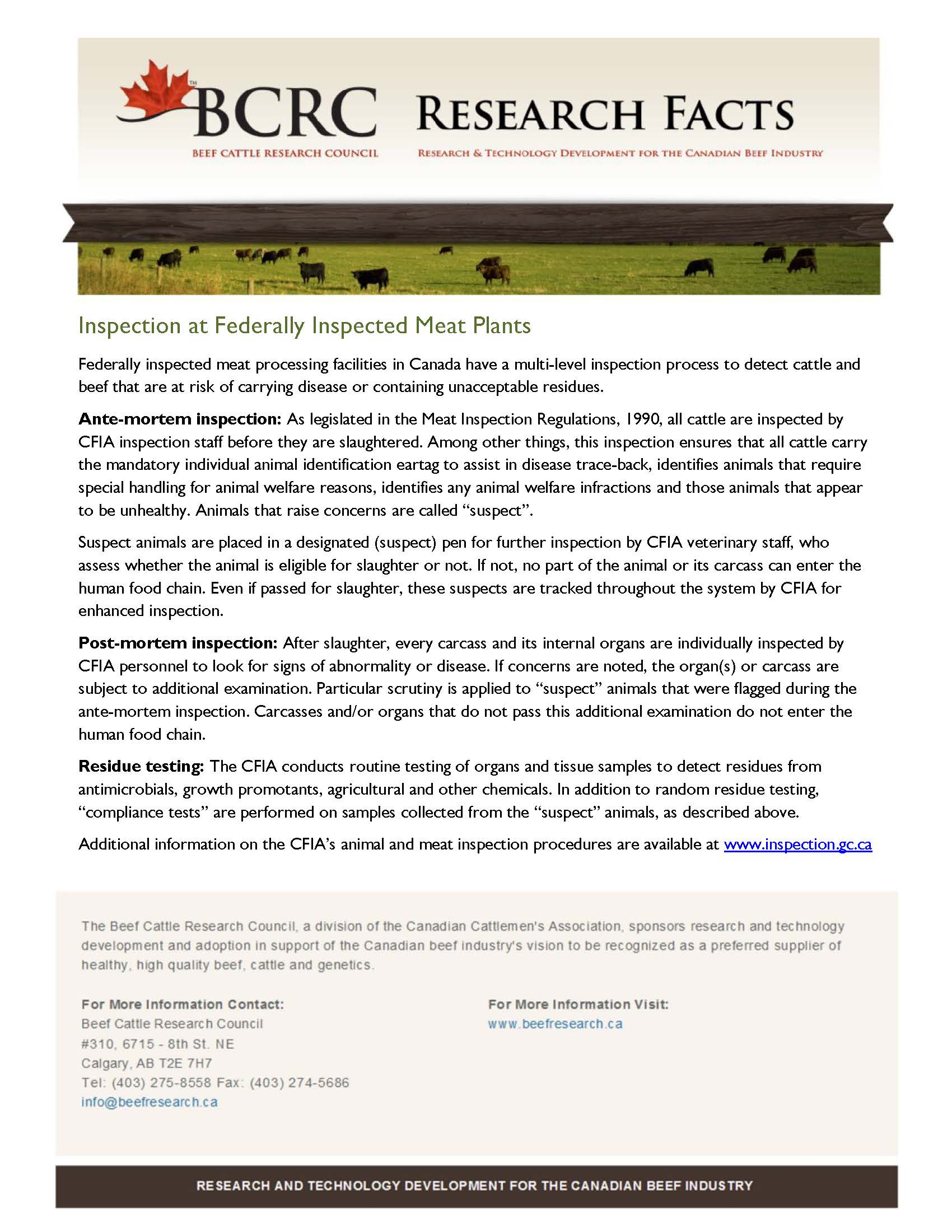Summary MultiLevel Inspection Process at Federally Inspected Meat