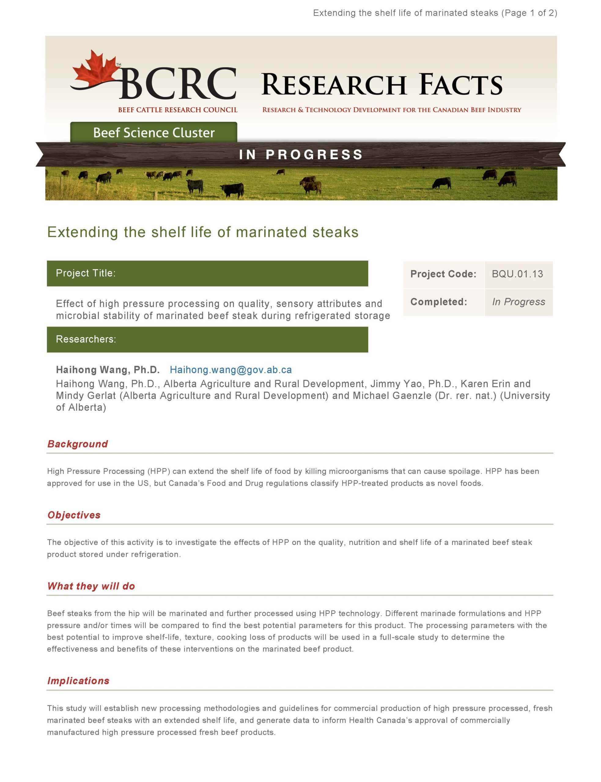 Extending the Shelf Life of Marinated Steaks BeefResearch.ca