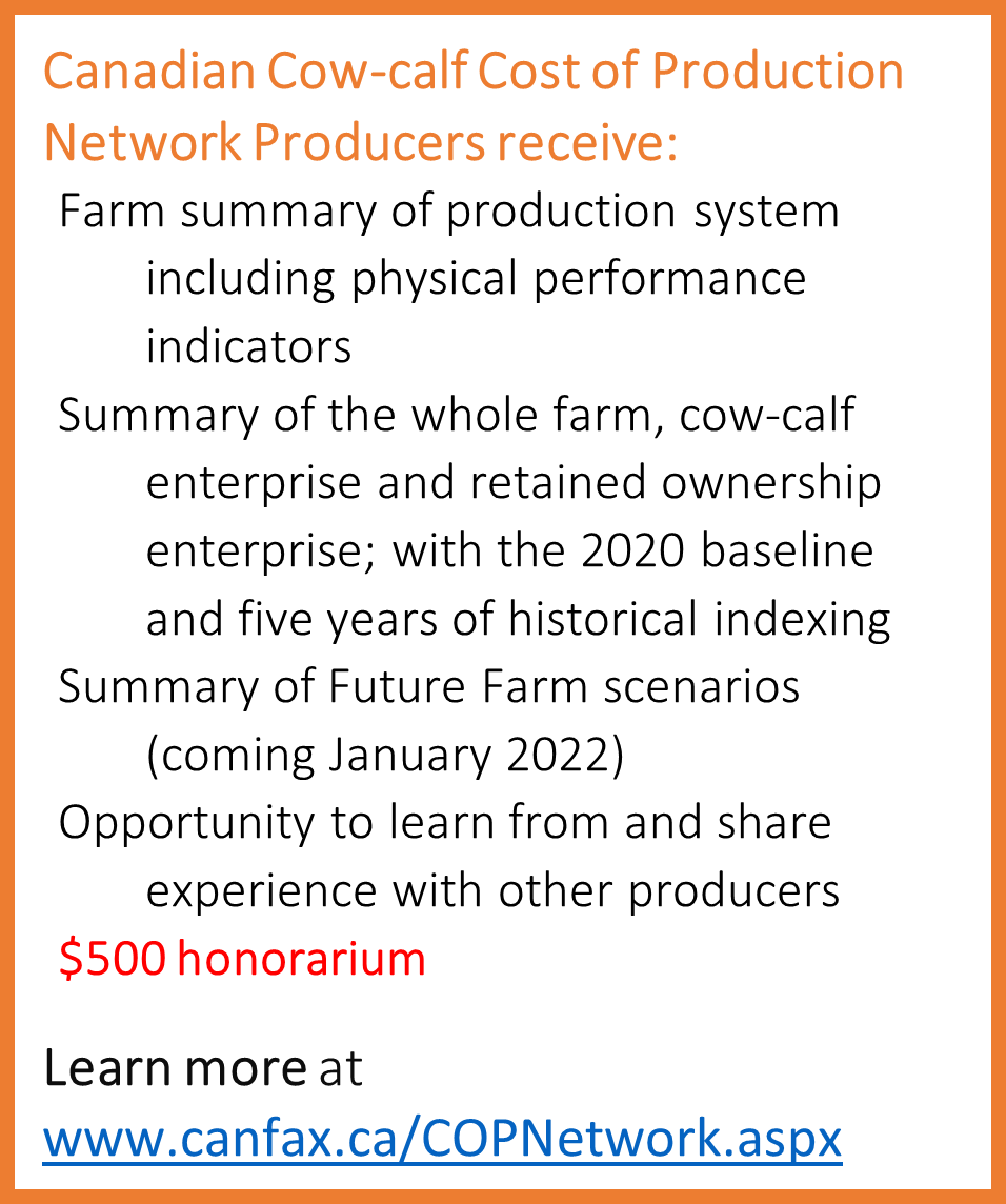 Canadian CowCalf Cost of Production Network 2021 Results