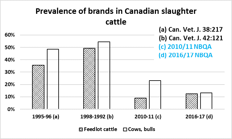 Prevalence of brands in Canadian slaughter cattle
