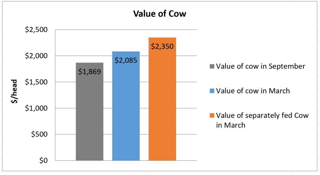Value of cow in September and March