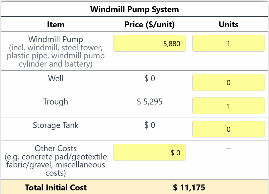 windmill pump system for livestock water