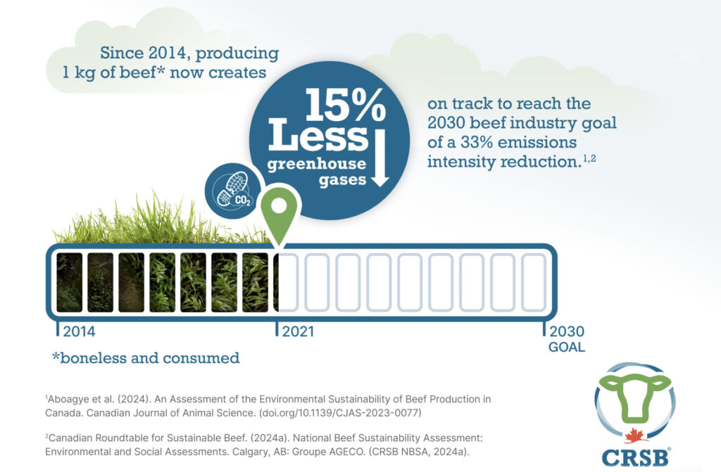 since 2014, producing 1 kg of beef now creates 15% less greenhouse gases