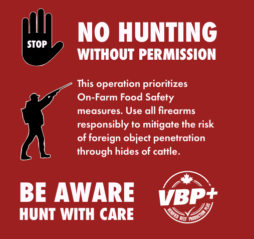 no hunting without permission sign for Canadian beef producers