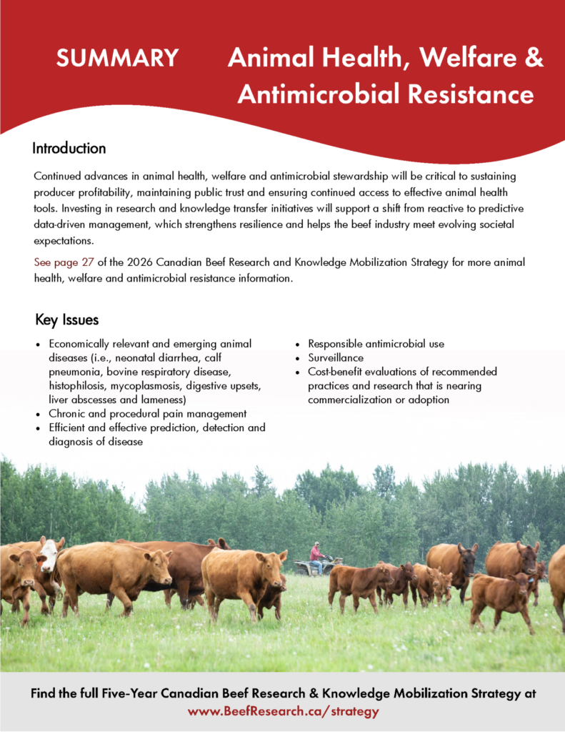 animal health, welfare and antimicrobial resistance research strategy for the Canadian beef industry