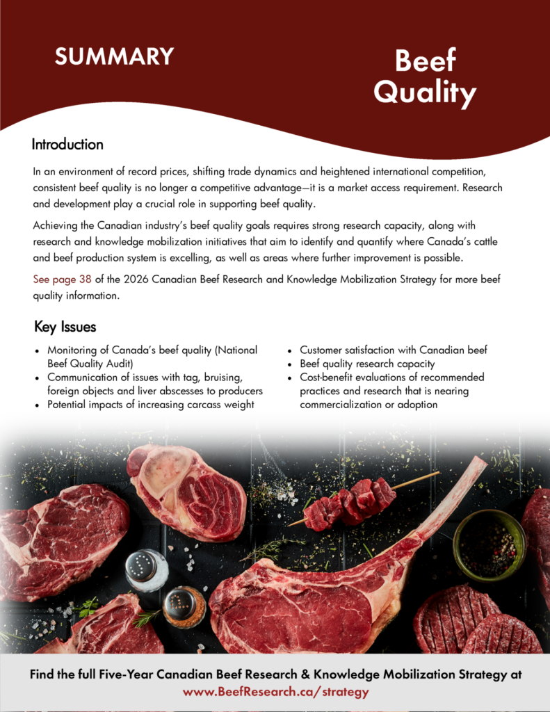 beef quality research strategy for the Canadian beef industry