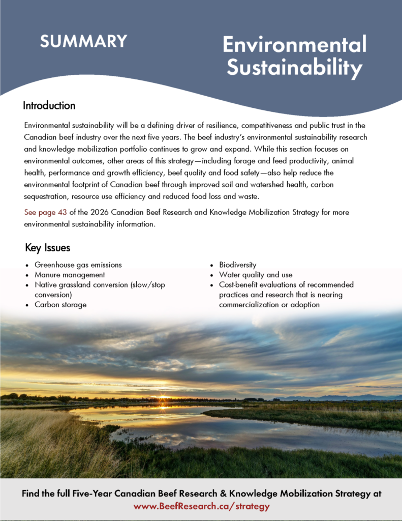 environmental sustainability research strategy for the Canadian beef industry