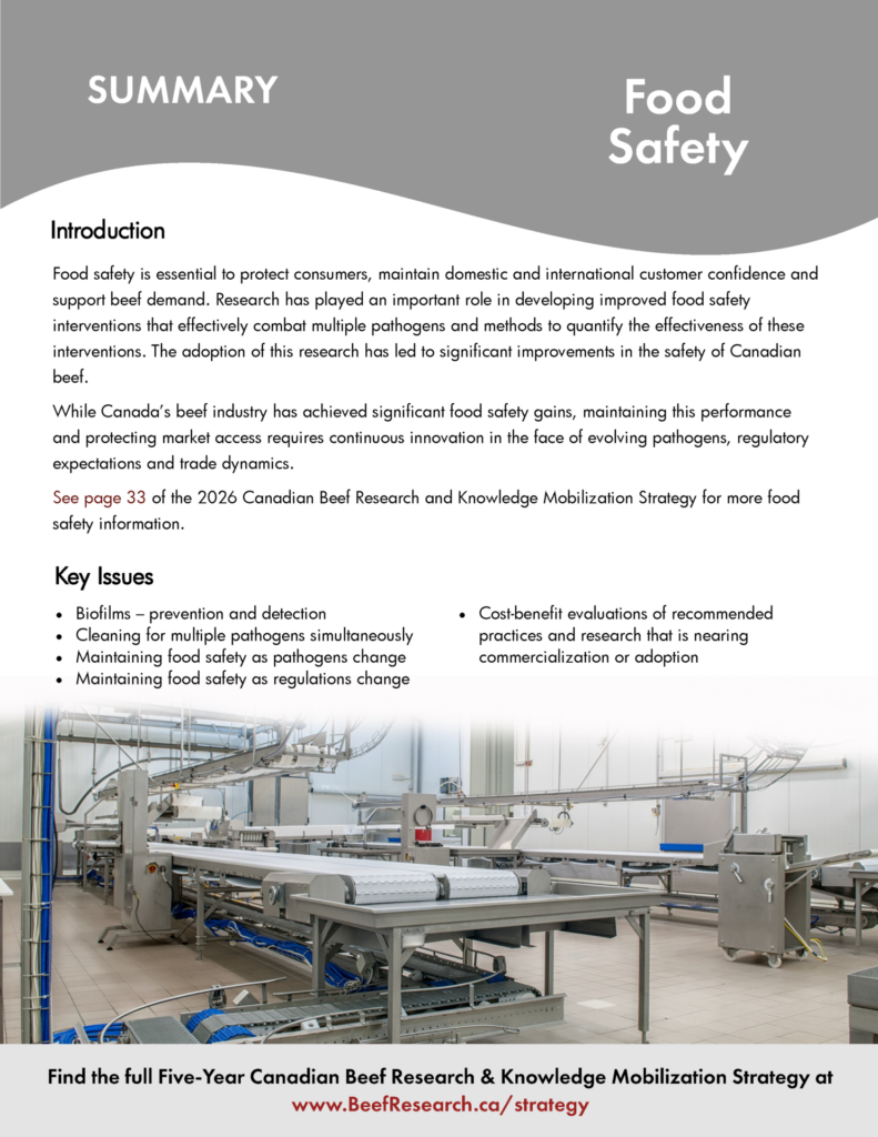 Food safety research strategy for the Canadian beef industry