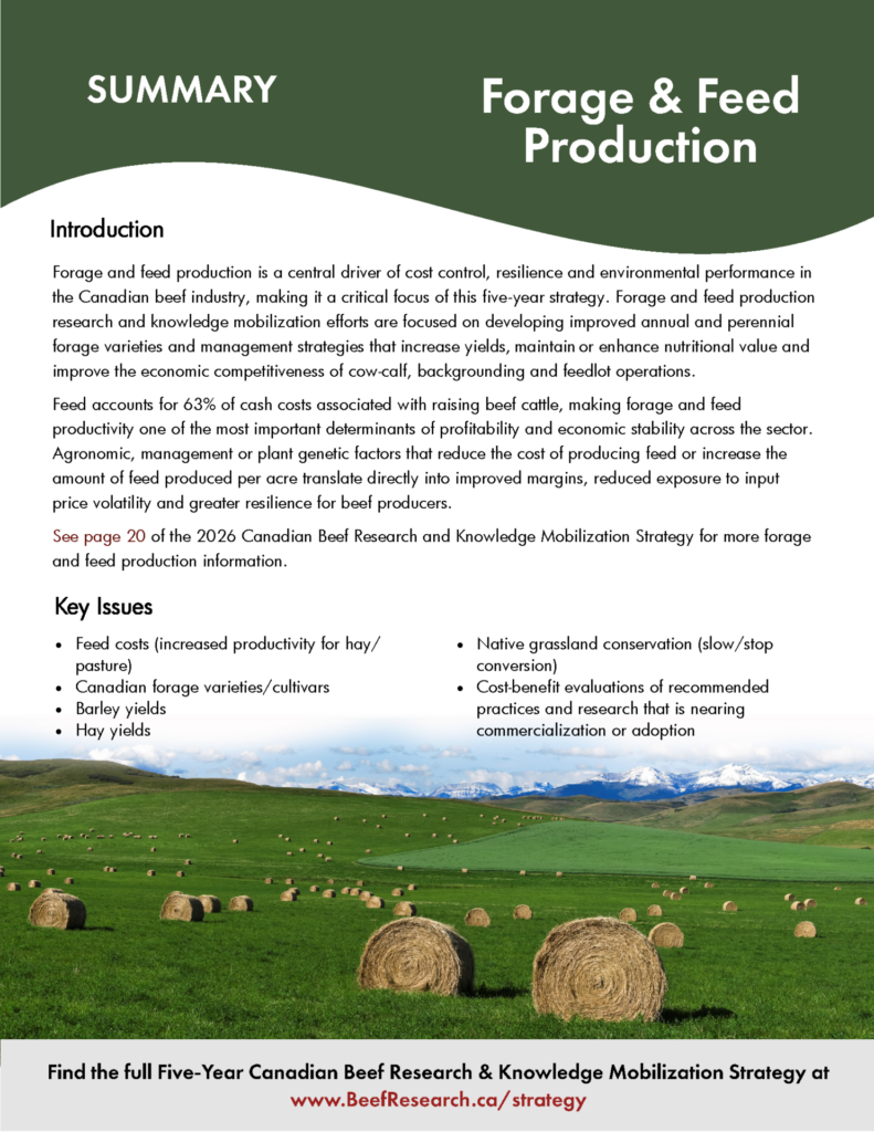 forage and feed production research strategy for the Canadian beef industry