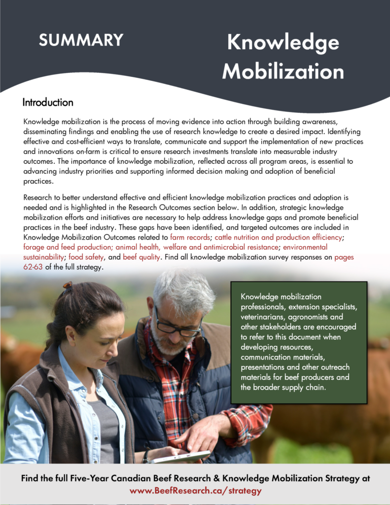 knowledge mobilization strategy for the Canadian beef industry
