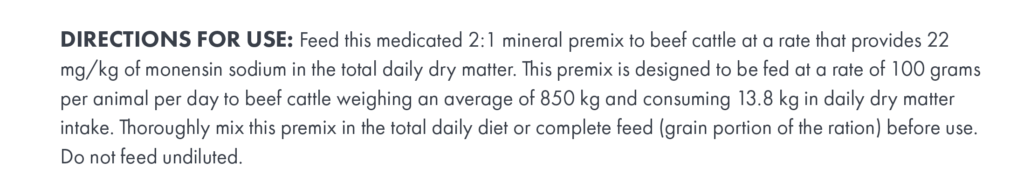 feed level mineral tag example

